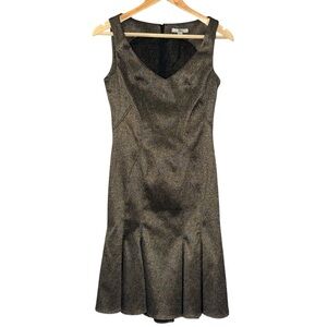 Zac Posen dress metallic gold sheath flippy skirt mini size 6